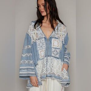 150B. Embroidered Woven Crochet Jacket